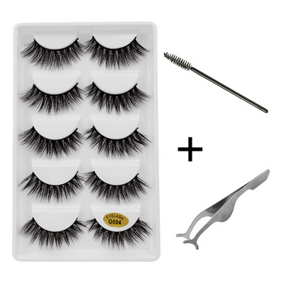 5 pari umjetnih trepavica Natrual 3D komplet umjetnih trepavica od nerca četkica za trepavice trepavice za oči pinceta mekane trepavice od nerca šminka cilios