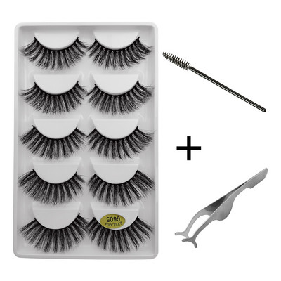 5 pari umjetnih trepavica Natrual 3D komplet umjetnih trepavica od nerca četkica za trepavice trepavice za oči pinceta mekane trepavice od nerca šminka cilios