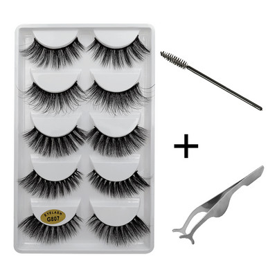 5 pari umjetnih trepavica Natrual 3D komplet umjetnih trepavica od nerca četkica za trepavice trepavice za oči pinceta mekane trepavice od nerca šminka cilios