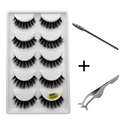 5 pari umjetnih trepavica Natrual 3D komplet umjetnih trepavica od nerca četkica za trepavice trepavice za oči pinceta mekane trepavice od nerca šminka cilios