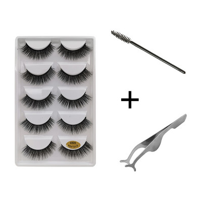 5 pari umjetnih trepavica Natrual 3D komplet umjetnih trepavica od nerca četkica za trepavice trepavice za oči pinceta mekane trepavice od nerca šminka cilios