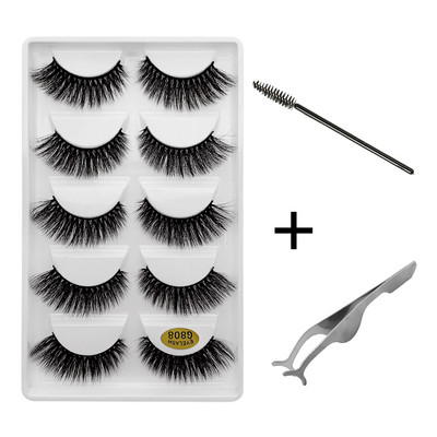 5 pari umjetnih trepavica Natrual 3D komplet umjetnih trepavica od nerca četkica za trepavice trepavice za oči pinceta mekane trepavice od nerca šminka cilios