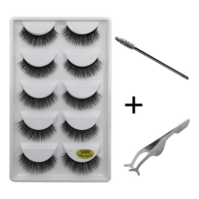 5 pari umjetnih trepavica Natrual 3D komplet umjetnih trepavica od nerca četkica za trepavice trepavice za oči pinceta mekane trepavice od nerca šminka cilios