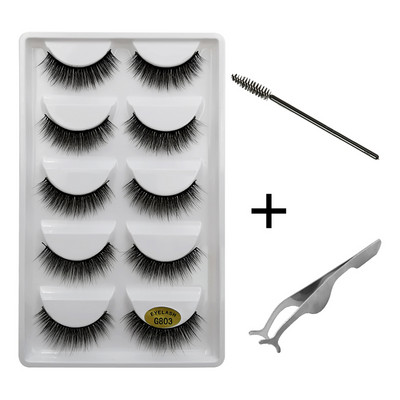 5 pari umjetnih trepavica Natrual 3D komplet umjetnih trepavica od nerca četkica za trepavice trepavice za oči pinceta mekane trepavice od nerca šminka cilios