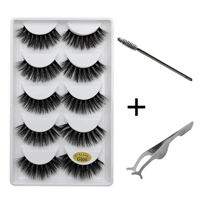 5 pari umjetnih trepavica Natrual 3D komplet umjetnih trepavica od nerca četkica za trepavice trepavice za oči pinceta mekane trepavice od nerca šminka cilios