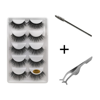 5 pari umjetnih trepavica Natrual 3D komplet umjetnih trepavica od nerca četkica za trepavice trepavice za oči pinceta mekane trepavice od nerca šminka cilios