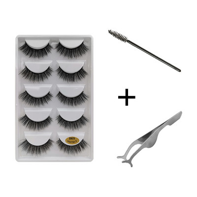 5 pari umjetnih trepavica Natrual 3D komplet umjetnih trepavica od nerca četkica za trepavice trepavice za oči pinceta mekane trepavice od nerca šminka cilios