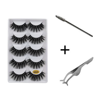 5 pari umjetnih trepavica Natrual 3D komplet umjetnih trepavica od nerca četkica za trepavice trepavice za oči pinceta mekane trepavice od nerca šminka cilios