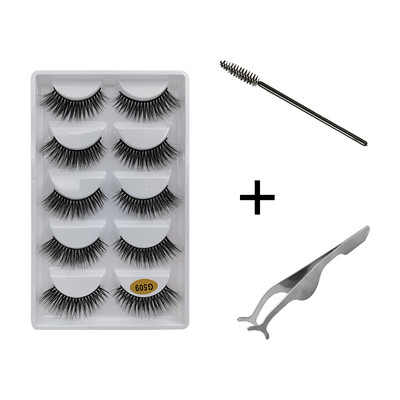 5 pari umjetnih trepavica Natrual 3D komplet umjetnih trepavica od nerca četkica za trepavice trepavice za oči pinceta mekane trepavice od nerca šminka cilios