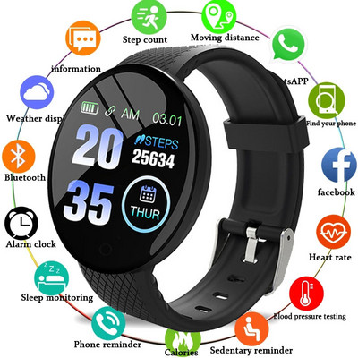D18 Smart Watch Férfi Vérnyomás Vízálló Okosóra Női Pulzusmérő Fitness Tracker Sport karóra Android IOS rendszerhez