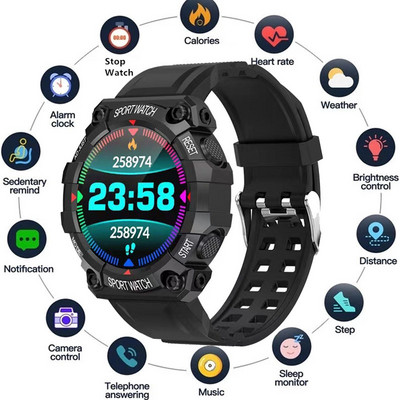 FD68S Нови смарт часовници Мъже Жени Bluetooth Smartwatch Touch Smart Bracelet Фитнес гривна Свързани часовници за IOS Android