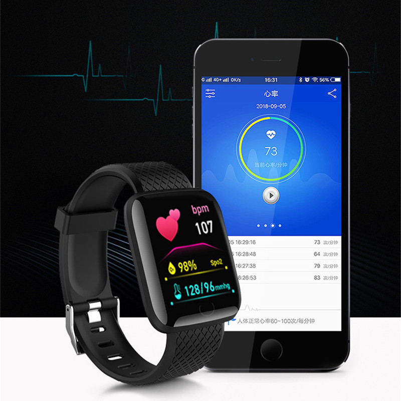 Ceas inteligent D13 Ceas inteligent pentru bărbați, tensiune arterială, rezistent la apă, monitorizare ritm cardiac, monitorizare fitness, ceas sport pentru Android IOS