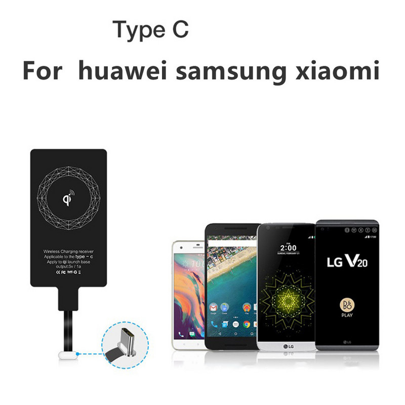 Juhtmeta laadimisvastuvõtja Qi juhtmevaba laadija adapter Samsung Huawei Xiaomi ja muude C-tüüpi mobiiltelefonide jaoks