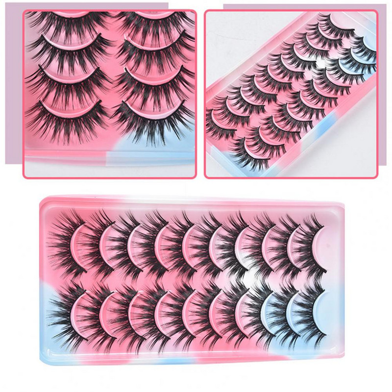 Модни фалшиви мигли Изкуствени влакна Симулирани изящни удължители за грим Мигли за очи Комплект фалшиви мигли Аксесоар за срещи