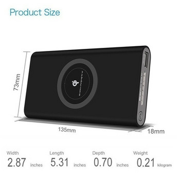 Power Bank 30000mAh Ασύρματη φορητή φόρτιση 2 USB Τηλέφωνο Εξωτερικός φορτιστής μπαταρίας Poverbank για iphone και Android