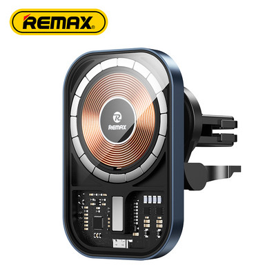 Încărcător de mașină fără fir magnetic Remax 15W Încărcare rapidă Suport pentru telefon din sticlă securizată Rotativ 360° pentru telefoane mobile iPhone