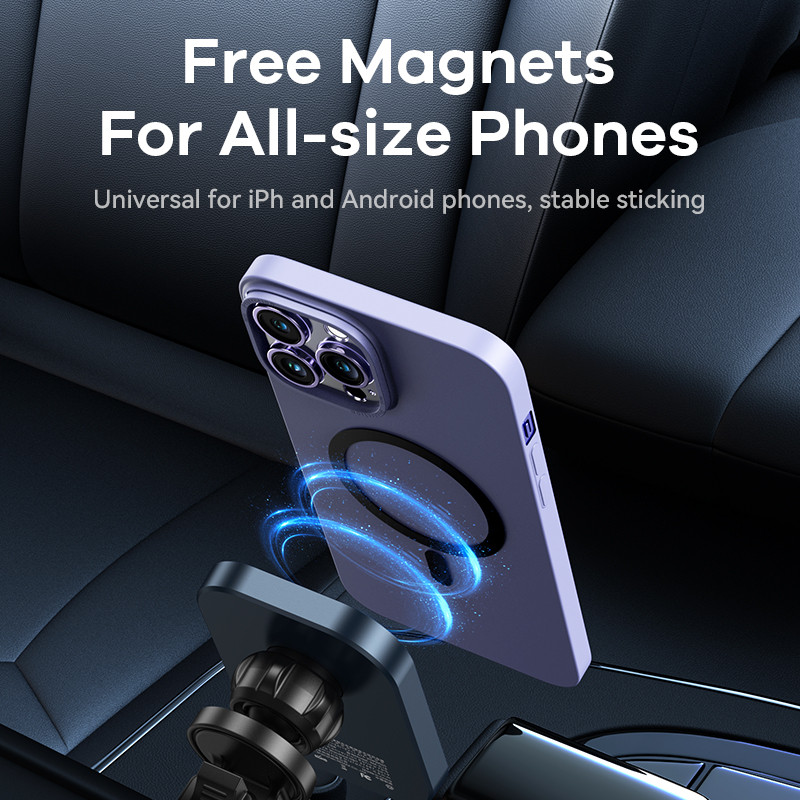 Încărcător de mașină fără fir magnetic Remax 15W Încărcare rapidă Suport pentru telefon din sticlă securizată Rotativ 360° pentru telefoane mobile iPhone