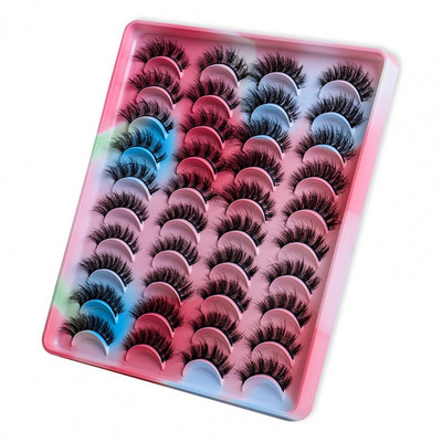 20 perechi/cutie 3D gene false moi, confortabil de purtat, păr de nurcă, frumusețe multistrat, gene false pentru femei