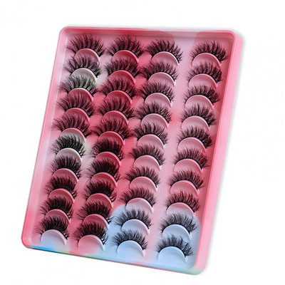 20 perechi/cutie 3D gene false moi, confortabil de purtat, păr de nurcă, frumusețe multistrat, gene false pentru femei