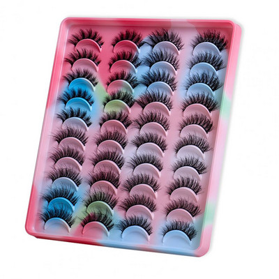 20 perechi/cutie 3D gene false moi, confortabil de purtat, păr de nurcă, frumusețe multistrat, gene false pentru femei