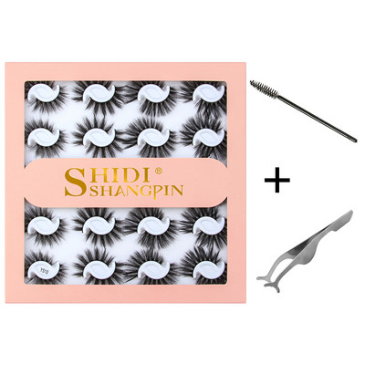 10/20 pari 3D trepavica od nerca Pahuljaste prirodne duge umjetne trepavice Dramatične meke pramenovite Volumen Križni set trepavica za višekratnu upotrebu Makeup