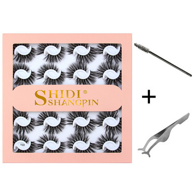 10/20 pari 3D trepavica od nerca Pahuljaste prirodne duge umjetne trepavice Dramatične meke pramenovite Volumen Križni set trepavica za višekratnu upotrebu Makeup