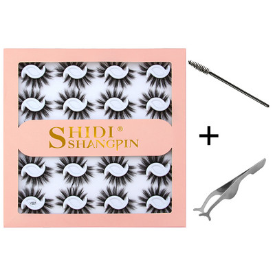 10/20 pari 3D trepavica od nerca Pahuljaste prirodne duge umjetne trepavice Dramatične meke pramenovite Volumen Križni set trepavica za višekratnu upotrebu Makeup