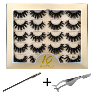 10/20 pari 3D trepavica od nerca Pahuljaste prirodne duge umjetne trepavice Dramatične meke pramenovite Volumen Križni set trepavica za višekratnu upotrebu Makeup