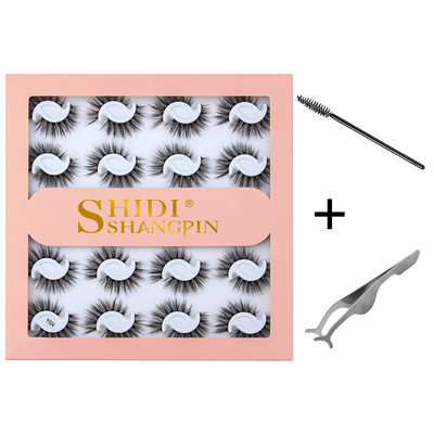 10/20 pari 3D trepavica od nerca Pahuljaste prirodne duge umjetne trepavice Dramatične meke pramenovite Volumen Križni set trepavica za višekratnu upotrebu Makeup