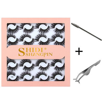 10/20 pari 3D trepavica od nerca Pahuljaste prirodne duge umjetne trepavice Dramatične meke pramenovite Volumen Križni set trepavica za višekratnu upotrebu Makeup