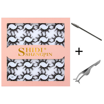 10/20 pari 3D trepavica od nerca Pahuljaste prirodne duge umjetne trepavice Dramatične meke pramenovite Volumen Križni set trepavica za višekratnu upotrebu Makeup