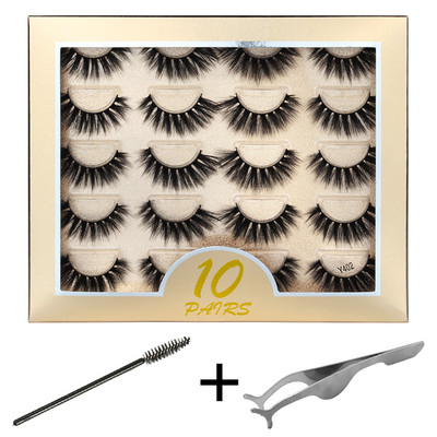 10/20 pari 3D trepavica od nerca Pahuljaste prirodne duge umjetne trepavice Dramatične meke pramenovite Volumen Križni set trepavica za višekratnu upotrebu Makeup