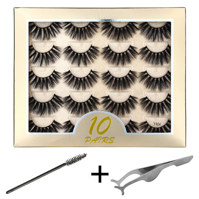 10/20 pari 3D trepavica od nerca Pahuljaste prirodne duge umjetne trepavice Dramatične meke pramenovite Volumen Križni set trepavica za višekratnu upotrebu Makeup