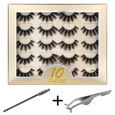 10/20 pari 3D trepavica od nerca Pahuljaste prirodne duge umjetne trepavice Dramatične meke pramenovite Volumen Križni set trepavica za višekratnu upotrebu Makeup