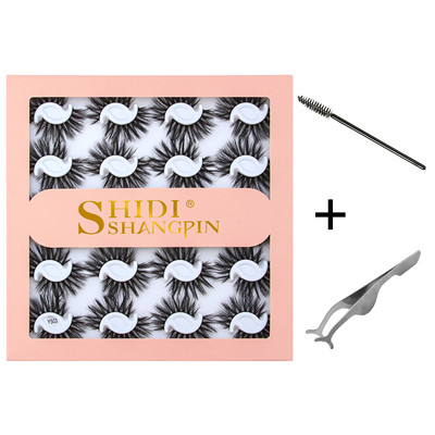 10/20 pari 3D trepavica od nerca Pahuljaste prirodne duge umjetne trepavice Dramatične meke pramenovite Volumen Križni set trepavica za višekratnu upotrebu Makeup