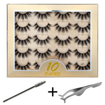 10/20 pari 3D trepavica od nerca Pahuljaste prirodne duge umjetne trepavice Dramatične meke pramenovite Volumen Križni set trepavica za višekratnu upotrebu Makeup