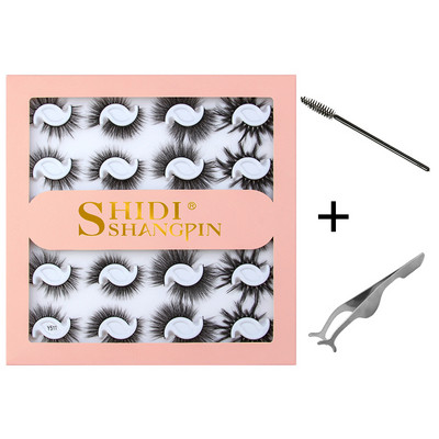 10/20 pari 3D trepavica od nerca Pahuljaste prirodne duge umjetne trepavice Dramatične meke pramenovite Volumen Križni set trepavica za višekratnu upotrebu Makeup