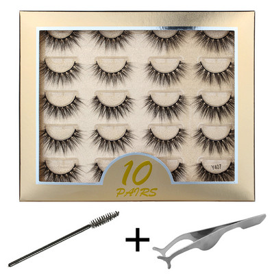 10/20 pari 3D trepavica od nerca Pahuljaste prirodne duge umjetne trepavice Dramatične meke pramenovite Volumen Križni set trepavica za višekratnu upotrebu Makeup