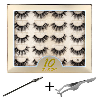 10/20 pari 3D trepavica od nerca Pahuljaste prirodne duge umjetne trepavice Dramatične meke pramenovite Volumen Križni set trepavica za višekratnu upotrebu Makeup