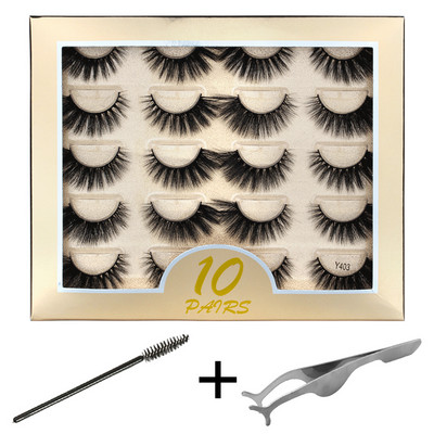 10/20 pari 3D trepavica od nerca Pahuljaste prirodne duge umjetne trepavice Dramatične meke pramenovite Volumen Križni set trepavica za višekratnu upotrebu Makeup