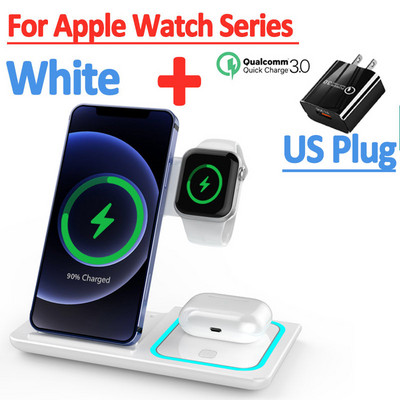 Stalak za bežični punjač od 100 W za iPhone 14 13 12 11 X XR Apple Watch 3 u 1 Dock stanica za brzo punjenje za Airpods Pro IWatch 8 7