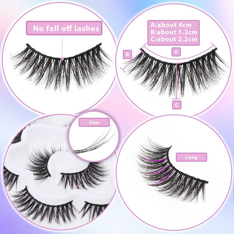 Gene magnetice cu gene false 3D naturale, realizate manual, cutie acrilice, gene false lungi, cosmetice pentru cadou