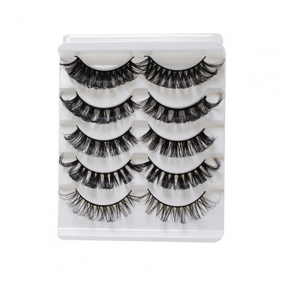 Set de 5 perechi/cutie de gene false, moale, confortabile, ondulate, gene false din fibră, gene false groase tridimensionale pentru începători