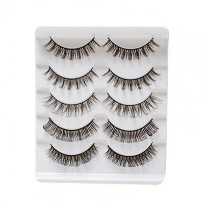 Set de 5 perechi/cutie de gene false, moale, confortabile, ondulate, gene false din fibră, gene false groase tridimensionale pentru începători