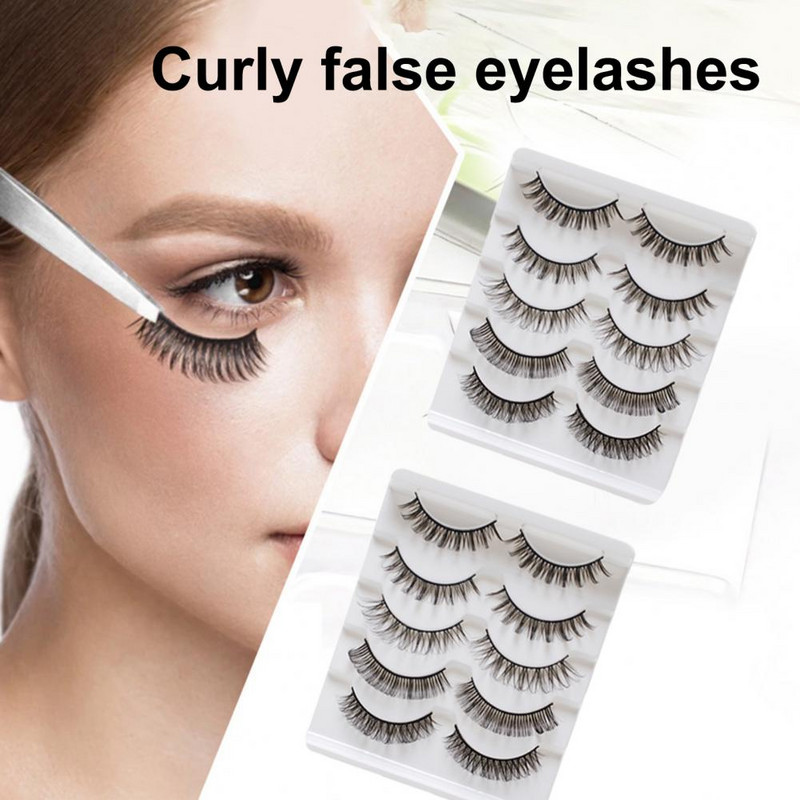 Set de 5 perechi/cutie de gene false, moale, confortabile, ondulate, gene false din fibră, gene false groase tridimensionale pentru începători