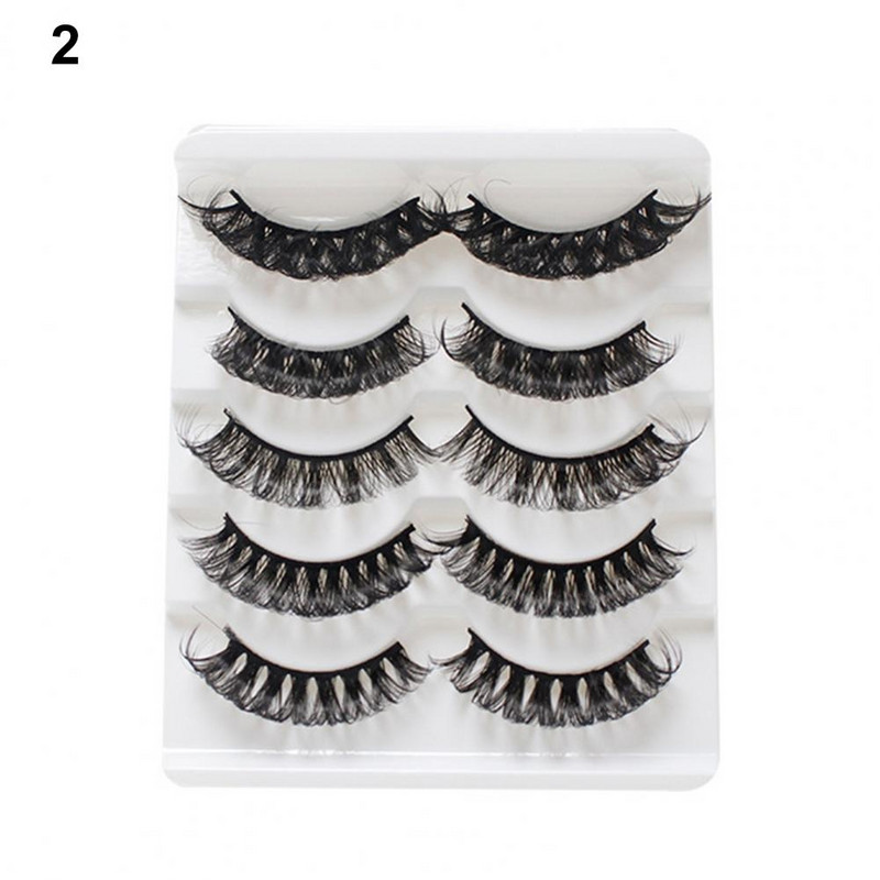 Set de 5 perechi/cutie de gene false, moale, confortabile, ondulate, gene false din fibră, gene false groase tridimensionale pentru începători