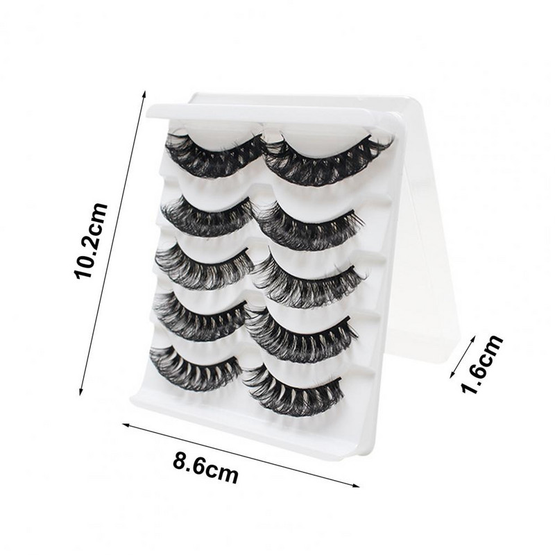 Set de 5 perechi/cutie de gene false, moale, confortabile, ondulate, gene false din fibră, gene false groase tridimensionale pentru începători