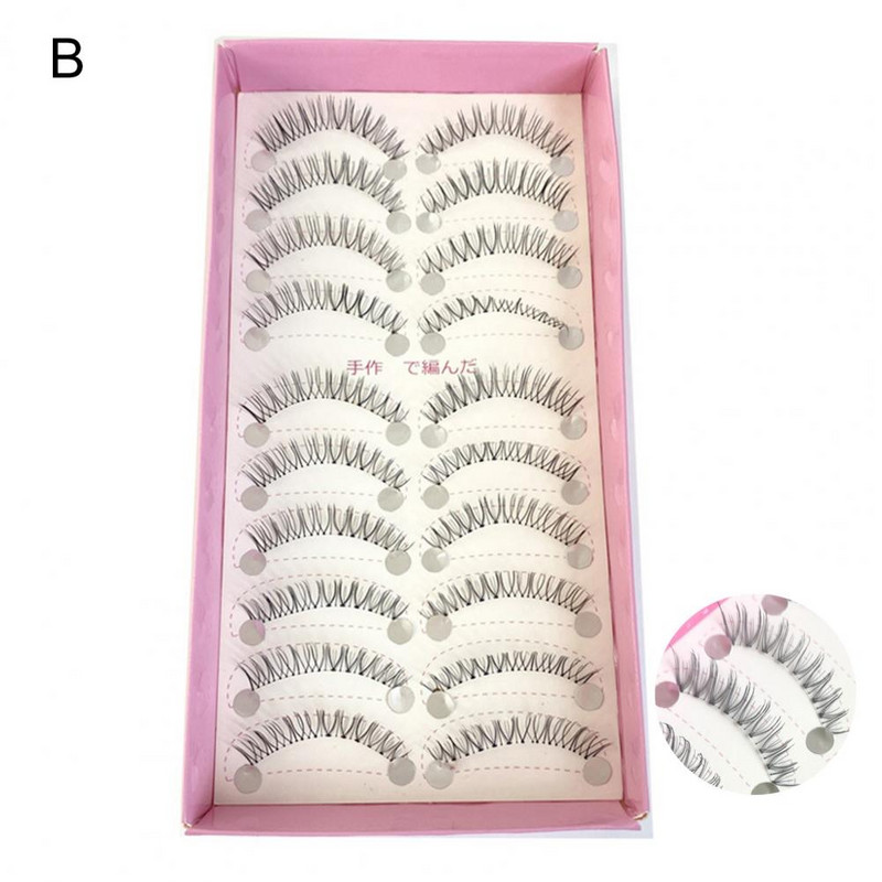 10 perechi de gene de machiaj pentru ochi, gene false, ascuțite în cruce la modă, machiaj din fibre, gene false