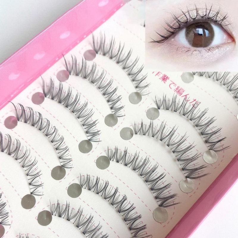 10 perechi de gene de machiaj pentru ochi, gene false, ascuțite în cruce la modă, machiaj din fibre, gene false