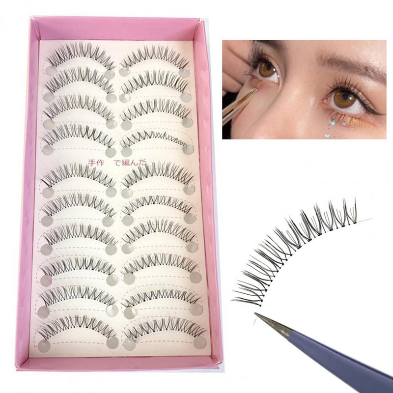 10 perechi de gene de machiaj pentru ochi, gene false, ascuțite în cruce la modă, machiaj din fibre, gene false